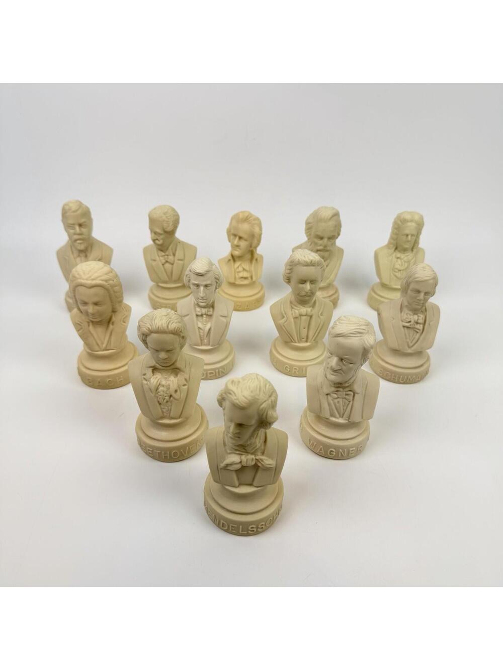12 Lot Halbe Classical Music Composers Bust Figures Plastic Resin Vintage 5”